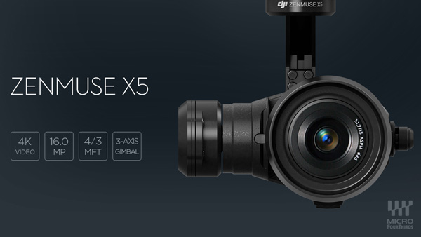 マイクロフォーサーズ対応のInspire 1用ジンバルカメラ DJI Zenmuse X5 